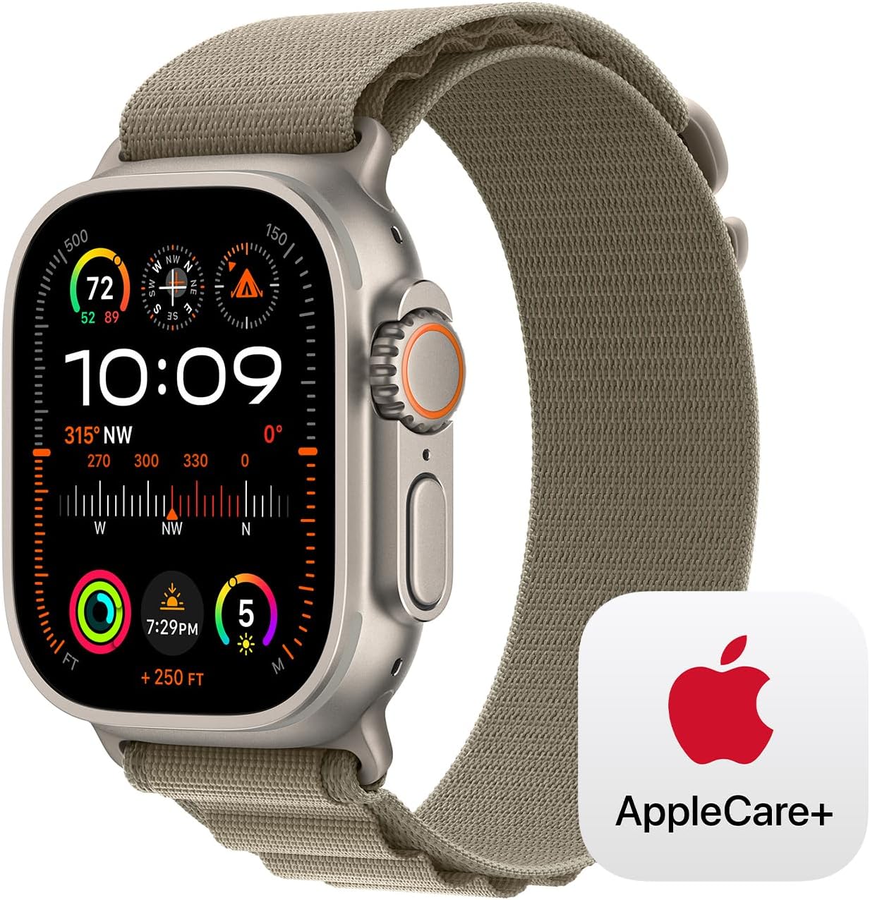 Apple Watch Ultra 2 [GPS + Cellular 49mm] Smartwatch, Sport Watch with Black Titanium Case with Dark Green Alpine Loop - S. Fitness Tracker, Precision GPS, Action Button, Carbon Neutral