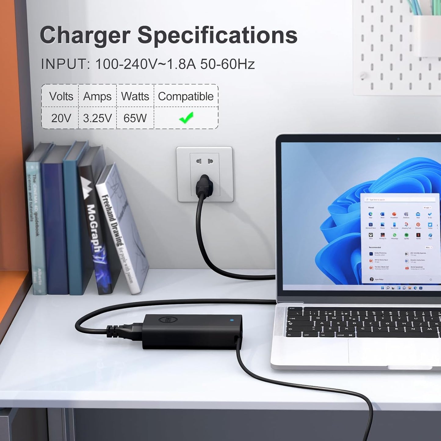 65W USB-C Compatible with Dell Laptop Charger XPS 13 and Latitude Charger 3340 3440 3540 3550 5420 5430 5520 5320 5340 5440 5550 7440 7490 7640 7410 7310 2-in-1 9440 2in1 Laptop - Power Cord Included