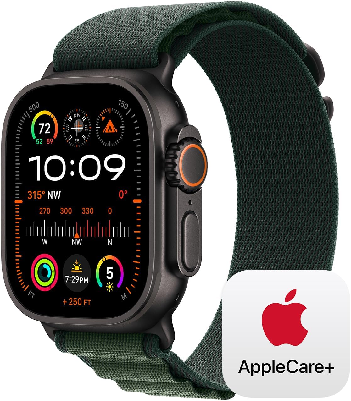 Apple Watch Ultra 2 [GPS + Cellular 49mm] Smartwatch, Sport Watch with Black Titanium Case with Dark Green Alpine Loop - S. Fitness Tracker, Precision GPS, Action Button, Carbon Neutral