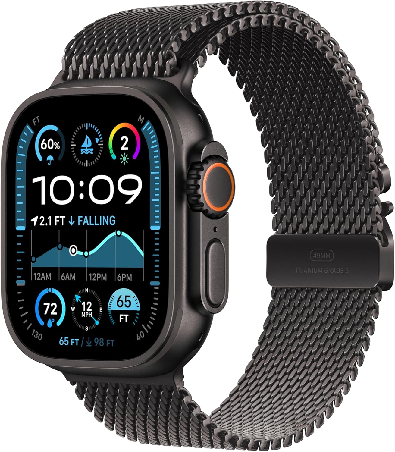 Apple Watch Ultra 2 [GPS + Cellular 49mm] Smartwatch, Sport Watch with Black Titanium Case with Dark Green Alpine Loop - S. Fitness Tracker, Precision GPS, Action Button, Carbon Neutral