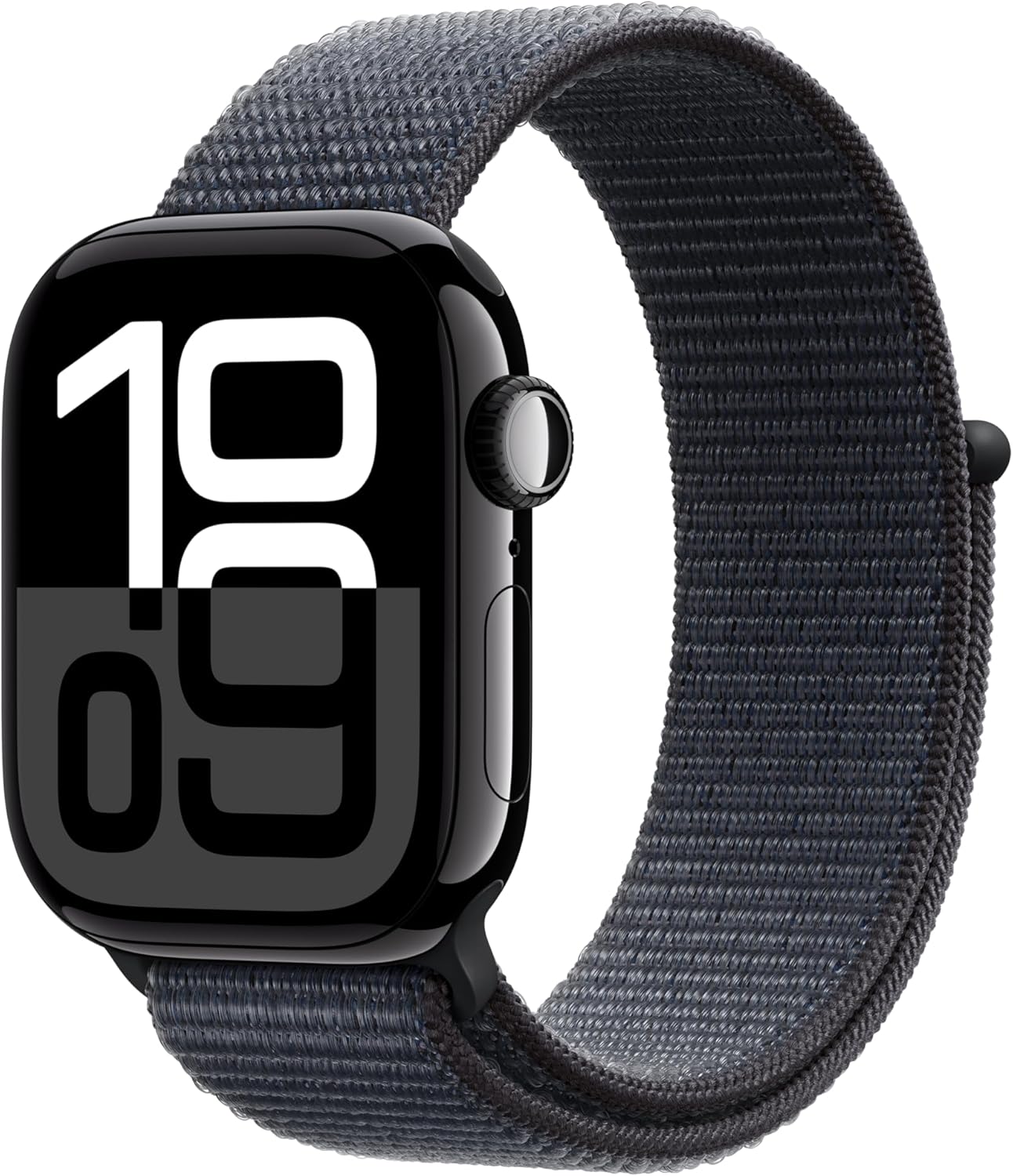 Apple Watch Series 10 [GPS 46mm case] Smartwatch with Jet Black Aluminium Case with Black Sport Band - M/L. Fitness Tracker, ECG App, Always-On Retina Display, Water Resistant