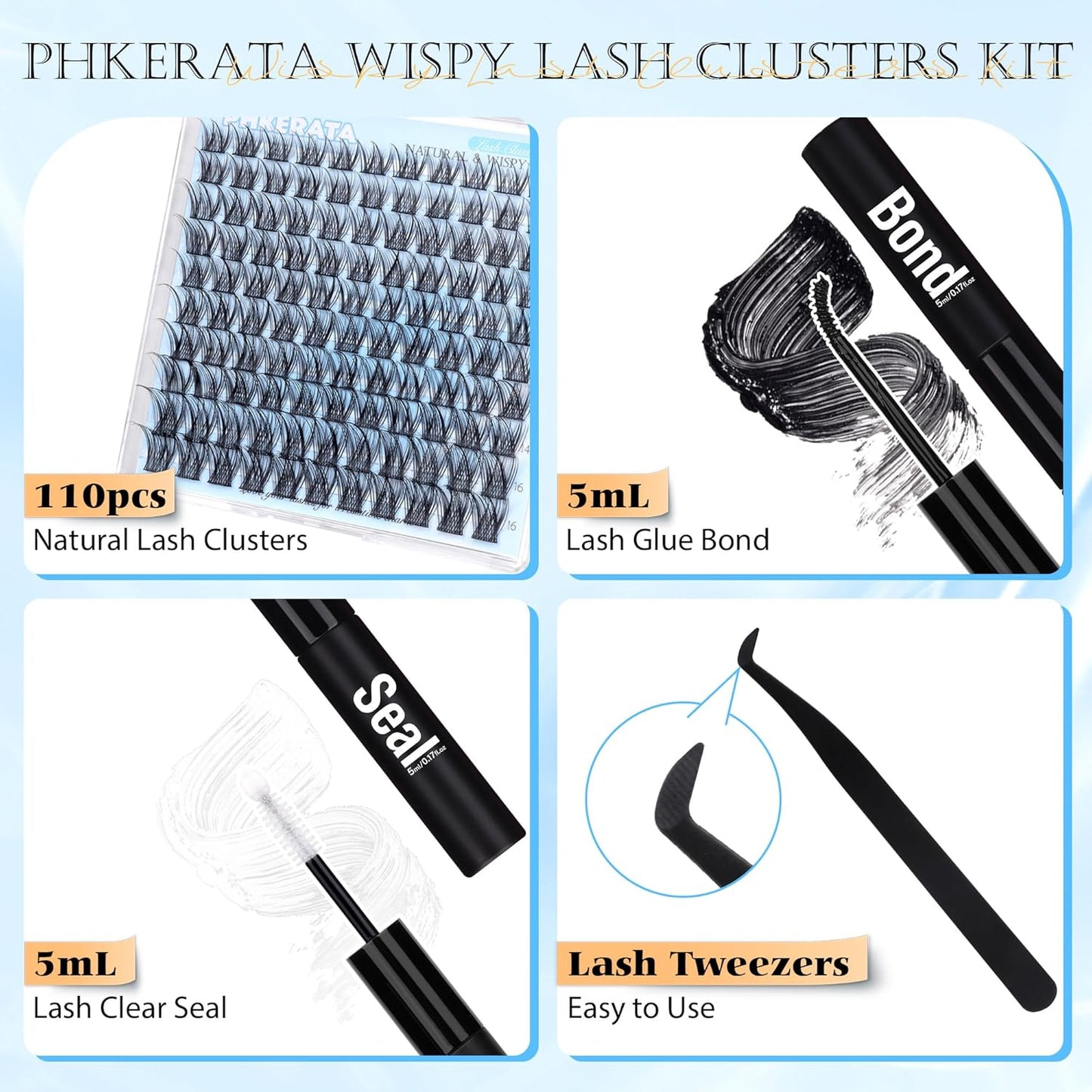 Natural Lash Clusters Wispy Eyelash Clusters 110 pcs Cluster Eyelash Extensions C Curl Individual Lashes 10-16 mm Mix Length Natural Look Lashes Clusters with Thin Lash Band