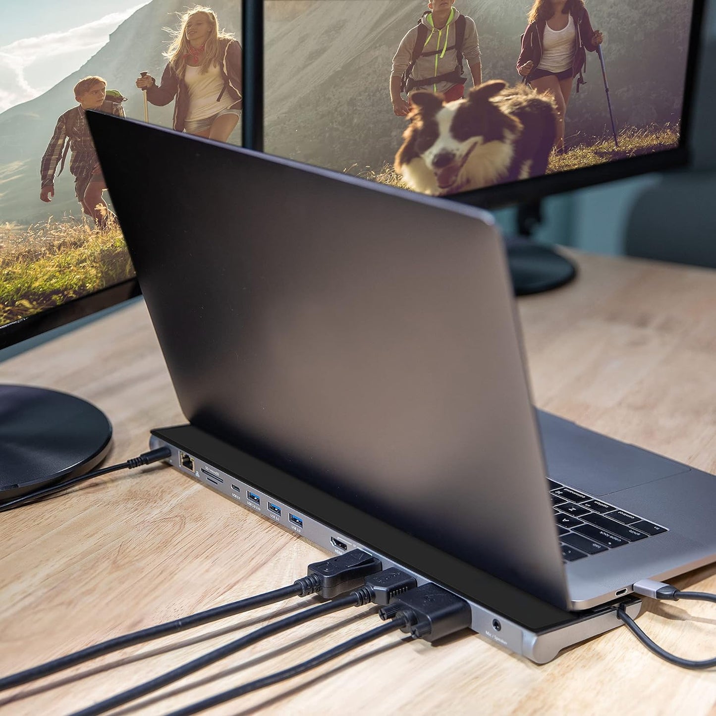 j5create USB C Docking Station- Supports up to 3 Display Simultaneously | HDMI, DisplayPort, VGA, 100W PD Fast Charging, Gigabit Ethernet | Comes with Type C Cable Compartment (JCD543)