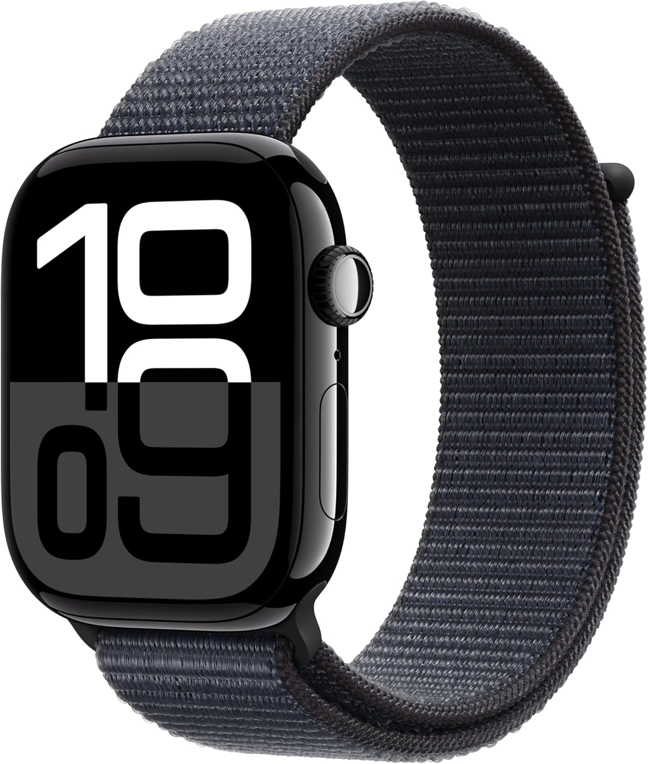 Apple Watch Series 10 [GPS 46mm case] Smartwatch with Jet Black Aluminium Case with Black Sport Band - M/L. Fitness Tracker, ECG App, Always-On Retina Display, Water Resistant