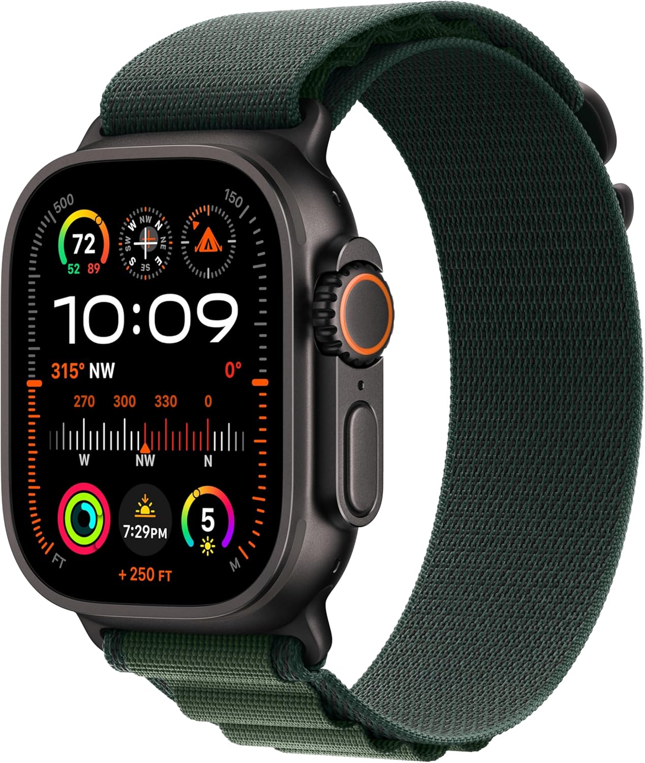 Apple Watch Ultra 2 [GPS + Cellular 49mm] Smartwatch, Sport Watch with Black Titanium Case with Dark Green Alpine Loop - S. Fitness Tracker, Precision GPS, Action Button, Carbon Neutral