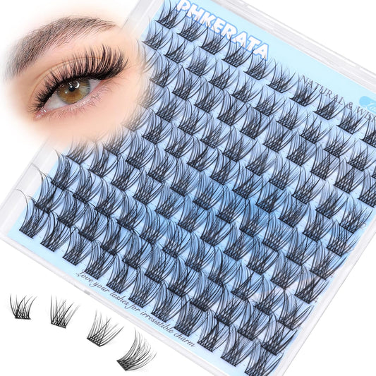 Natural Lash Clusters Wispy Eyelash Clusters 110 pcs Cluster Eyelash Extensions C Curl Individual Lashes 10-16 mm Mix Length Natural Look Lashes Clusters with Thin Lash Band