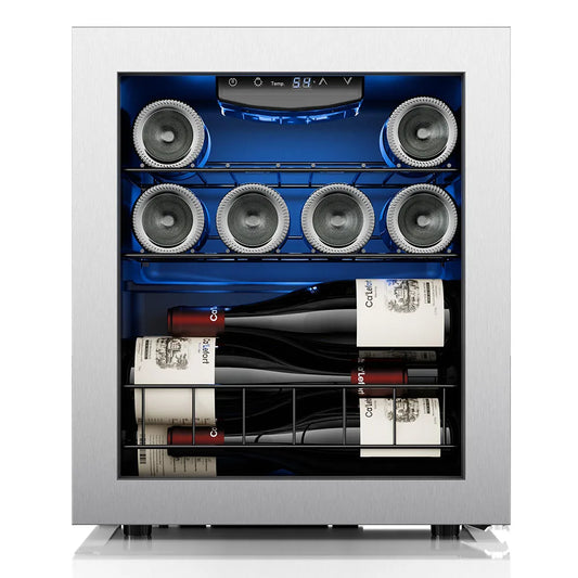 Ca’Lefort Wine Refrigerator Cooler - 12 Bottle Mini Fridge, Freestanding Wine Cellar with Elegant Glass Door for Home Use