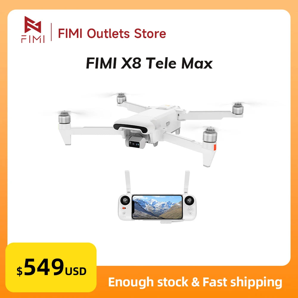 FIMI X8 Tele Max Drone 30x Hybrid Zoom Wide-Angle Tele Camera 20KM Range 4K 60fps 3-Axis Gimbal GPS AI Super Night Video