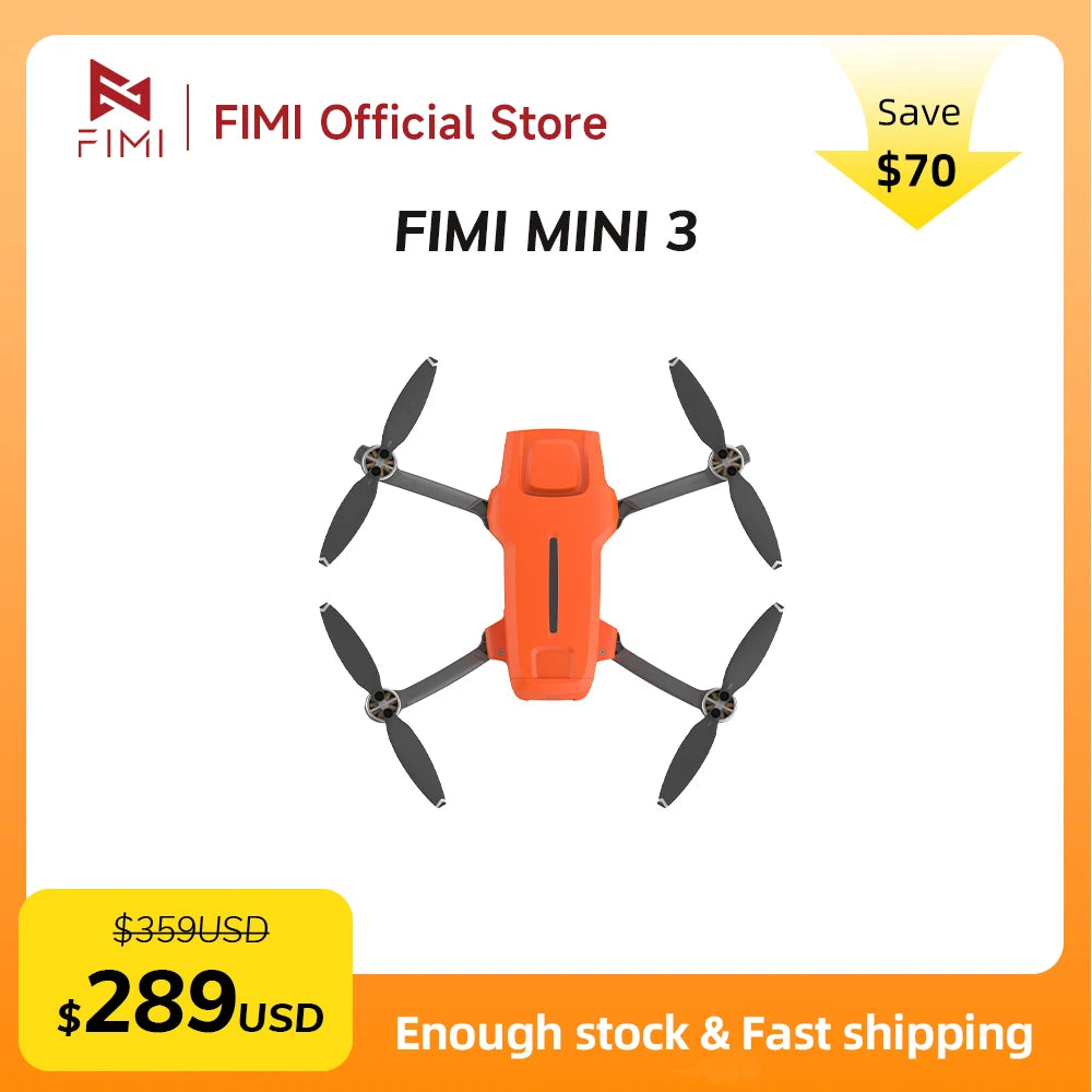 FIMI MINI 3 Camera 245g Ultra-lightweight 4K 60fps AI Super Night Professional Drone 3-axis Gimbal Camera Auto Return Mode 9km