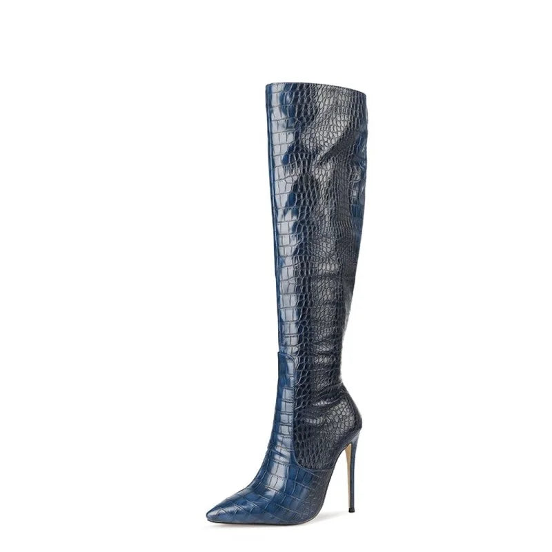 Women's Autumn Winter Boots Fashion Sexy Women's Boots Two-color Snake Knee High Boots 2021 Autumn and Winter New Women's Shoes