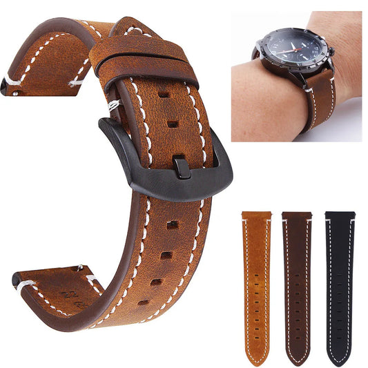 18 19 20 21 22 24mm Retro Genuine Leather Band For Samsung Galaxy Watch 42mm 46mm Strap Gear S2 S3 Wristband For Amazfit Bands