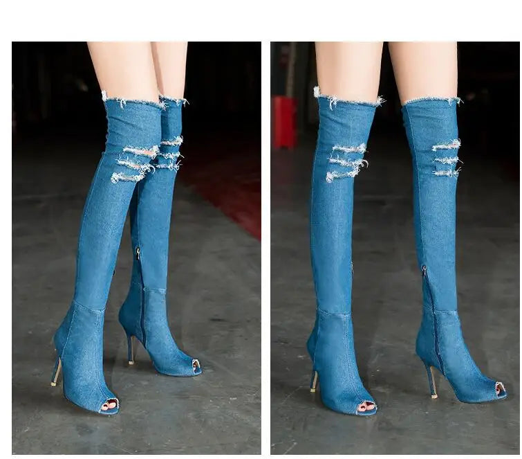 New Boots Women Thigh High Boots 2021 Winter Women Boots High Heels Women Shoes Tassel Jean Boot Ladies Shoes Good Service zo0