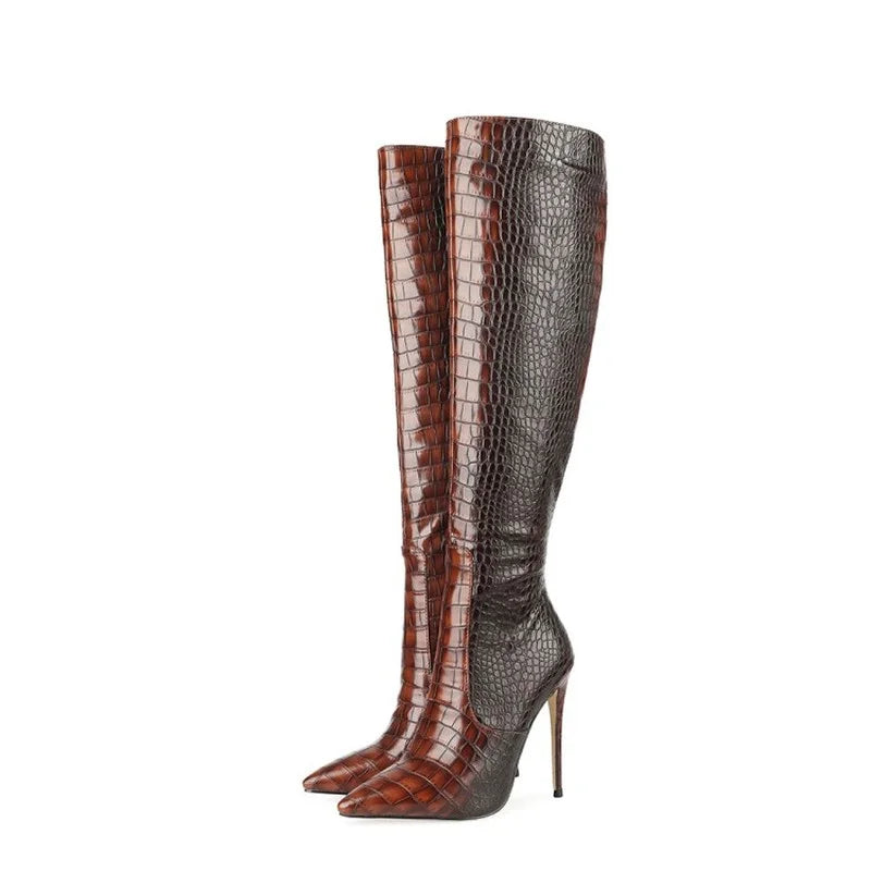 Women's Autumn Winter Boots Fashion Sexy Women's Boots Two-color Snake Knee High Boots 2021 Autumn and Winter New Women's Shoes