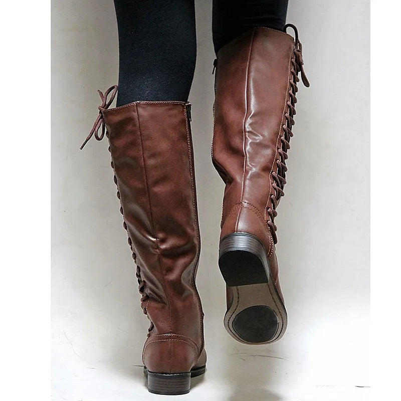 2021 Brand Women Winter Shoes Genuine Leather Women Winter Boots NWarmful High Quality Knee High Boots Lace-Up Motorcycle Boot99