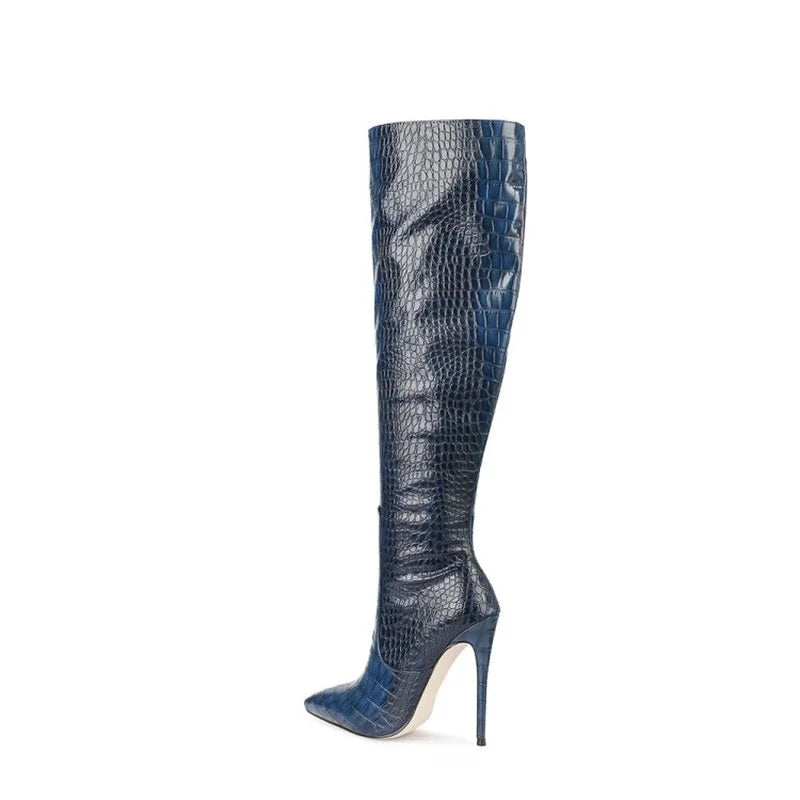 Women's Autumn Winter Boots Fashion Sexy Women's Boots Two-color Snake Knee High Boots 2021 Autumn and Winter New Women's Shoes