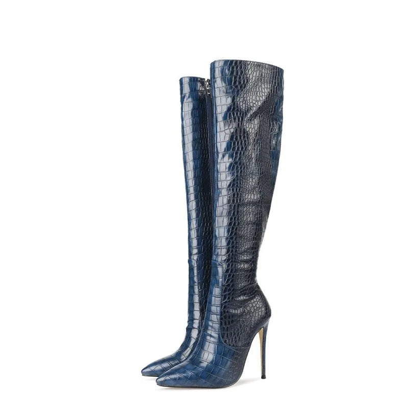 Women's Autumn Winter Boots Fashion Sexy Women's Boots Two-color Snake Knee High Boots 2021 Autumn and Winter New Women's Shoes