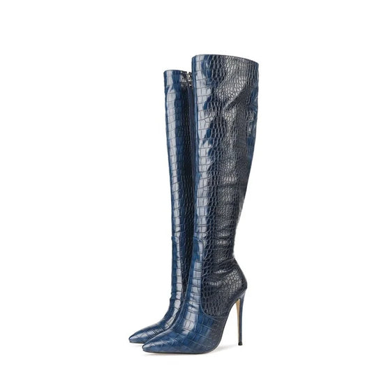 Women's Autumn Winter Boots Fashion Sexy Women's Boots Two-color Snake Knee High Boots 2021 Autumn and Winter New Women's Shoes