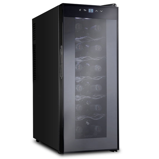 Ivation 12 Bottle Thermoelectric Freestanding Wine Cooler - Black