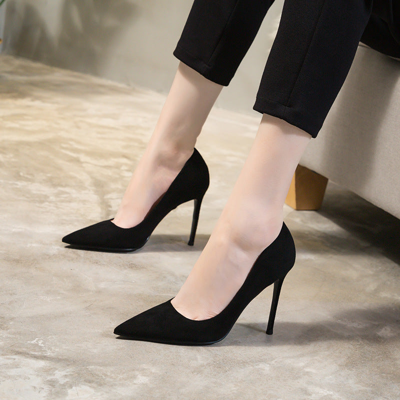 New Black French Style Thin-heel Sexy Single-layer Shoes