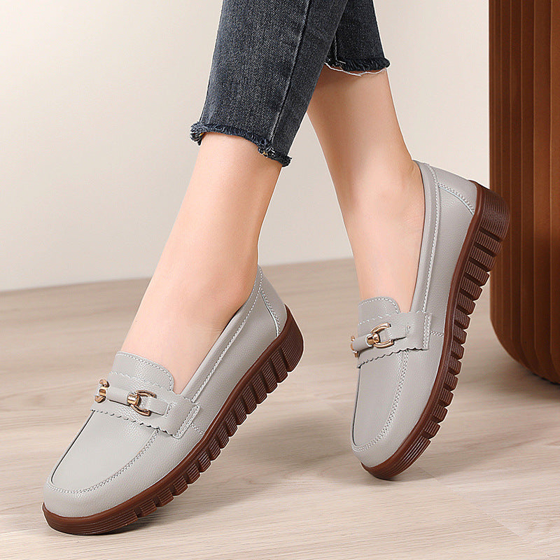 Women's Large-Size Flat Loafers: Comfortable Slip-on Non-Slip Casual Shoes.