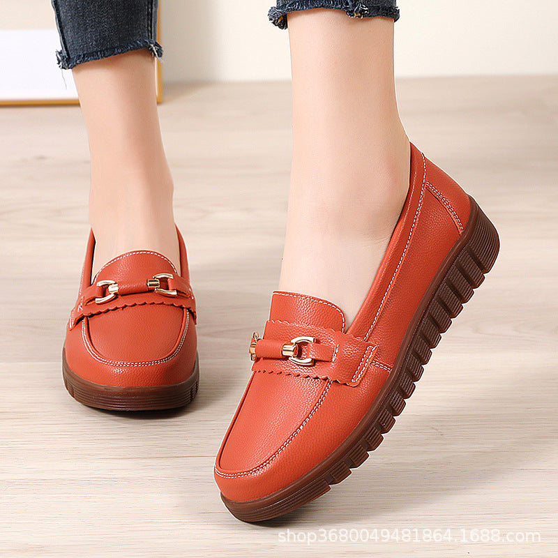Women's Large-Size Flat Loafers: Comfortable Slip-on Non-Slip Casual Shoes.