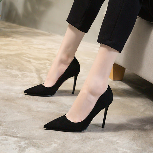 New Black French Style Thin-heel Sexy Single-layer Shoes