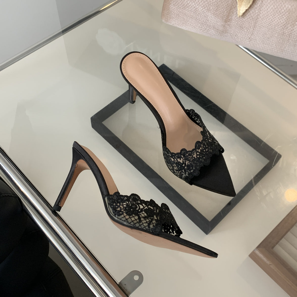 Pointed Toe High Heels Spring New Embroidered Stiletto Shoes
