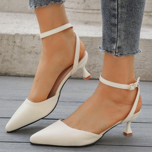 Pointed Toe low heel summer sandals plus size buckle wrap shoes