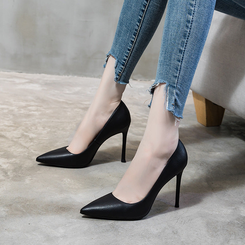 New Black French Style Thin-heel Sexy Single-layer Shoes
