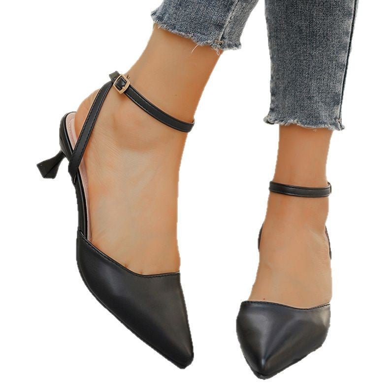Pointed Toe low heel summer sandals plus size buckle wrap shoes
