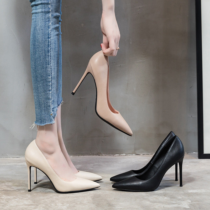 New Black French Style Thin-heel Sexy Single-layer Shoes