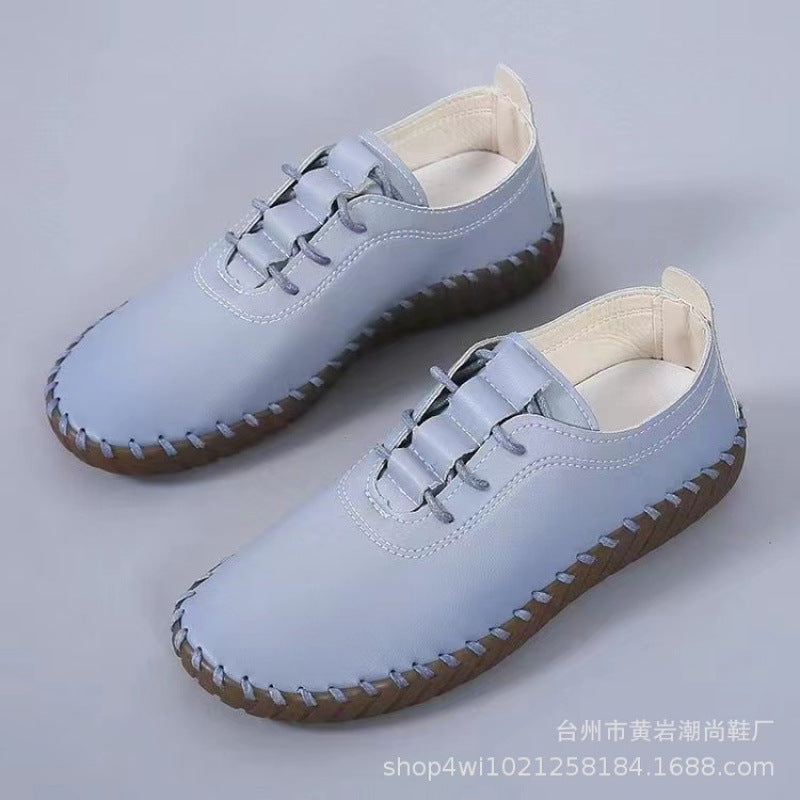 Women's Large Size Casual Flat Shoes: Round-Toe Lace-Up Shoes