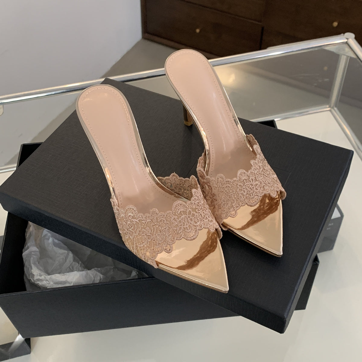 Pointed Toe High Heels Spring New Embroidered Stiletto Shoes