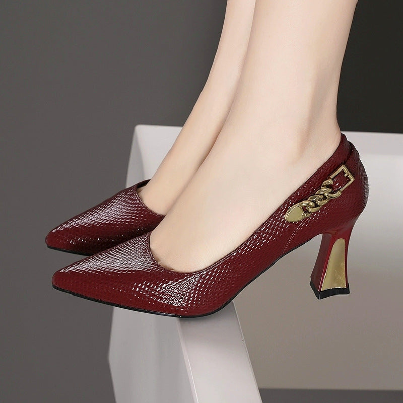 Cross-border plus size thick heel women's shoes