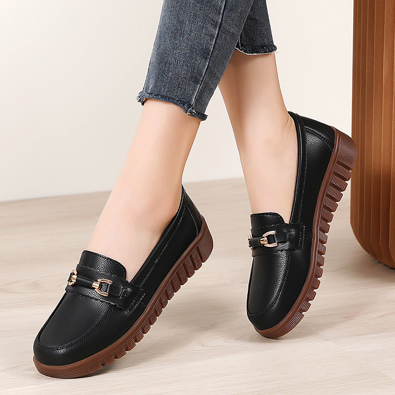 Women's Large-Size Flat Loafers: Comfortable Slip-on Non-Slip Casual Shoes.