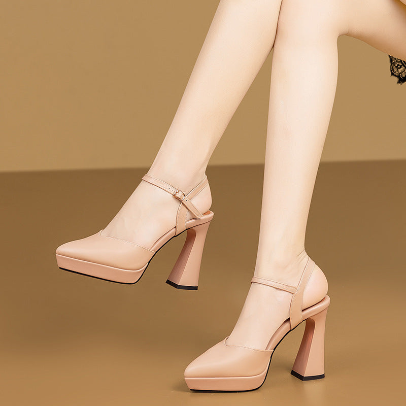 New Women's Thick High Heel  Platform Pointed Toe Shoes