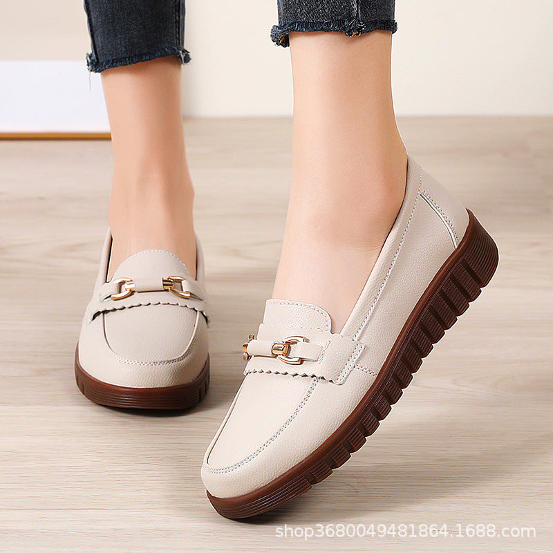 Women's Large-Size Flat Loafers: Comfortable Slip-on Non-Slip Casual Shoes.