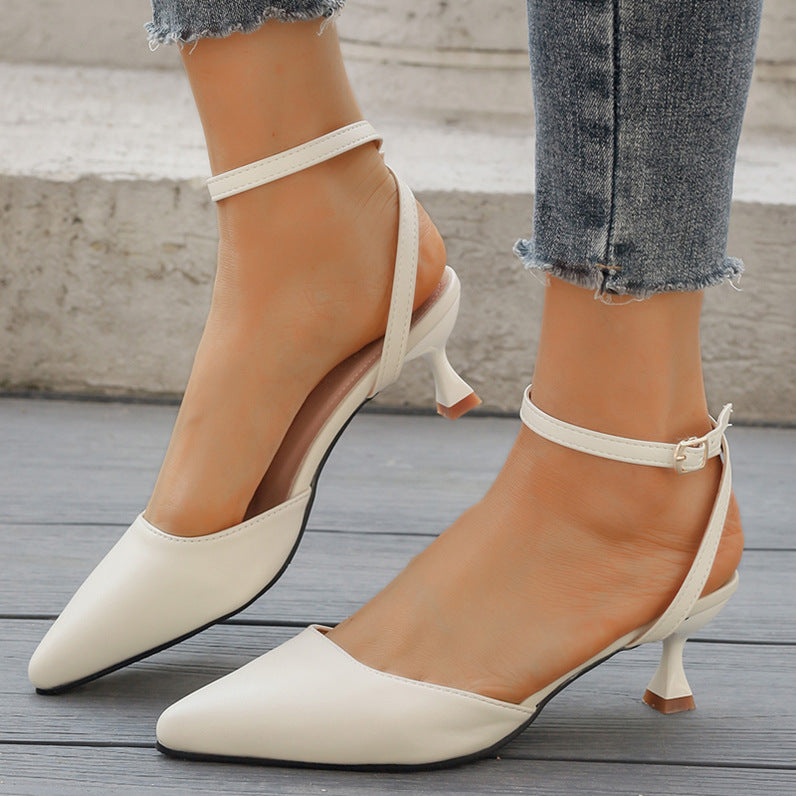 Pointed Toe low heel summer sandals plus size buckle wrap shoes
