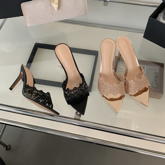 Pointed Toe High Heels Spring New Embroidered Stiletto Shoes