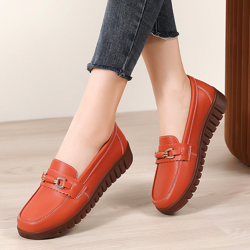 Women's Large-Size Flat Loafers: Comfortable Slip-on Non-Slip Casual Shoes.