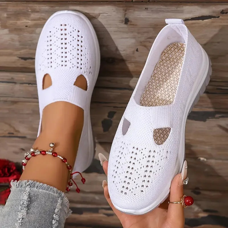 Women's Casual Solid Color Breathable Soft-Soled lightweight Walking Shoes,