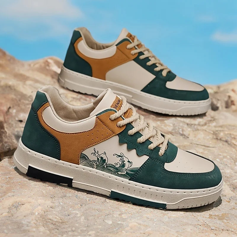 Men's Casual Leather Sneakers Waterproof Vulcanized Shoes Men Comforthable Spring Sneakers Men Casual Shoes Plus Size