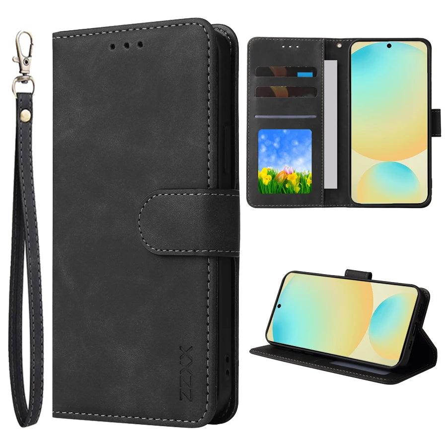Wallet With Card Slot Bracket Magnetic Flip Leather Case For Samsung Galaxy S26 Ultra S26 Plus A37 A57 Anti-drop Cover