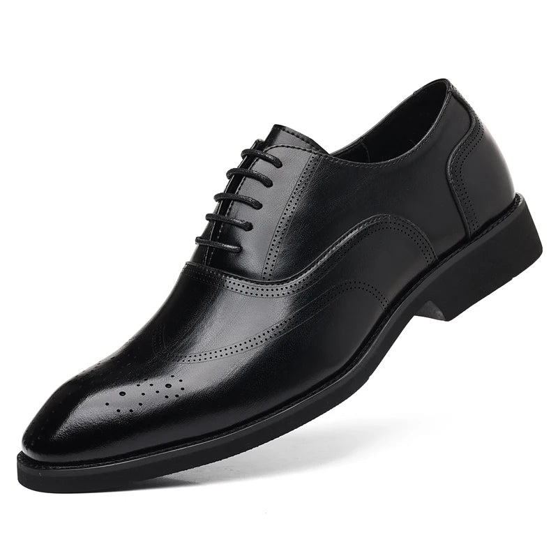 Men's Brogue Leather Shoes Fashionable Comfortable Business Formal Derby Shoes UK Style Carved Floral Design-SJ2001