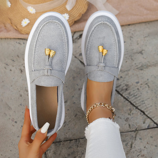 Women's Casual Slip-On Shoes: Comfortable Round-Toe Shoes with Thick Soft Rubber Soles (Spring/Summer Collection).