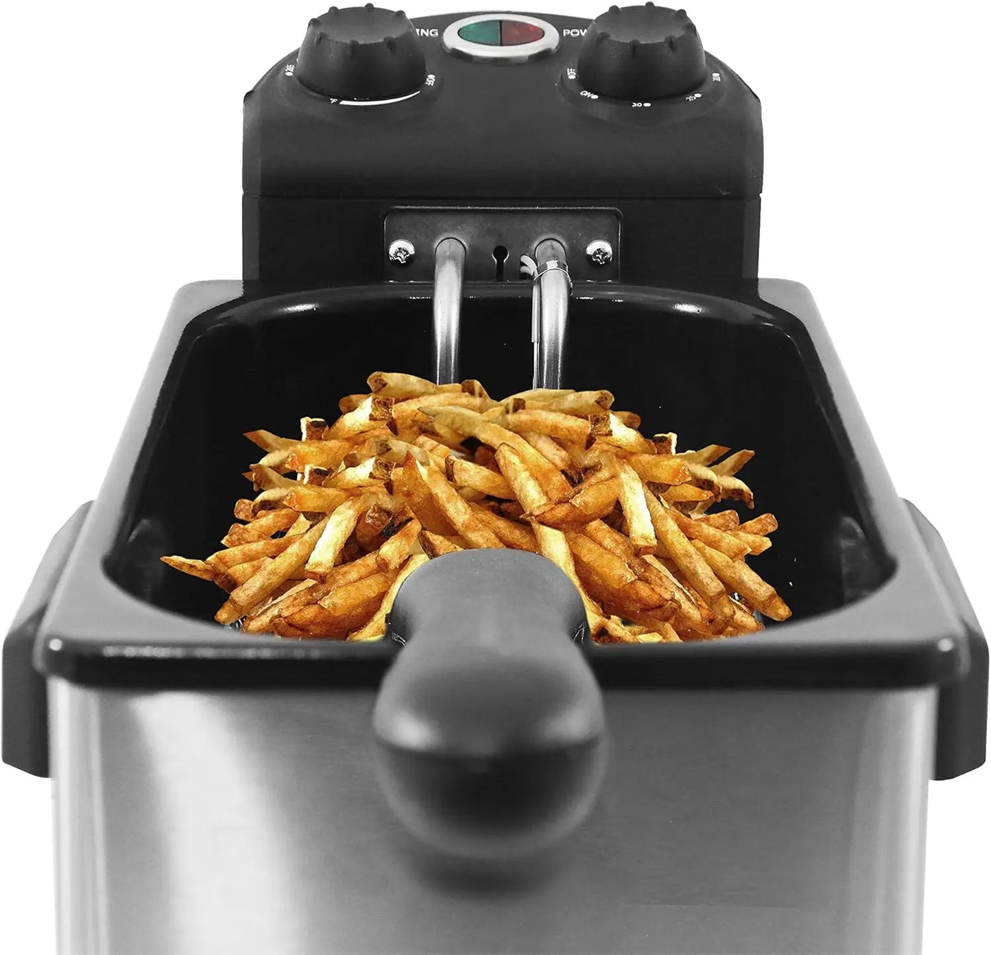 Electric Immersion Deep Fryer. Removable Basket, Timer Control Adjustable Temperature, Lid with Viewing Window and Odor Free