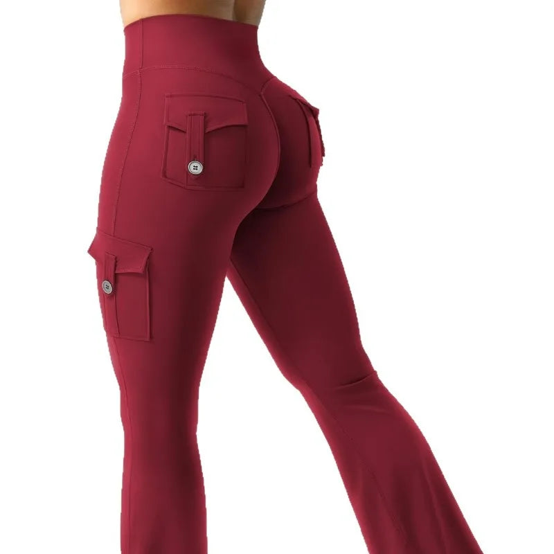 Newest Women Wide Leg High Stretch Yoga Leggings Naked Feeling Compression Fitness Workwear with Pockets Yoga Pant
