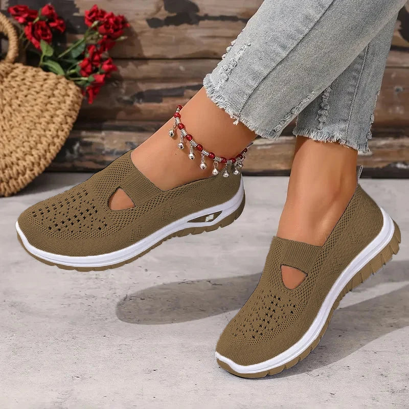 Women's Casual Solid Color Breathable Soft-Soled lightweight Walking Shoes,