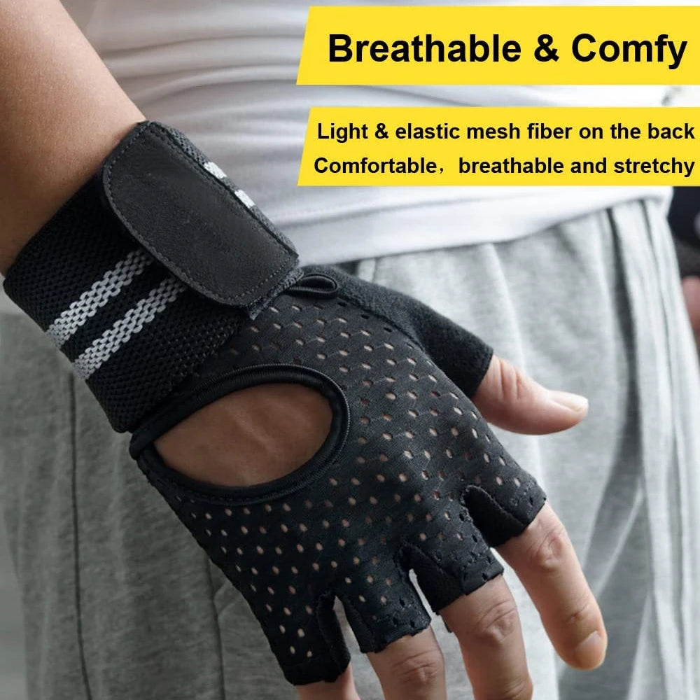 Weightlifting Gloves Men Barbell Gym Fitness with Wrist Support for Cossfit Training
