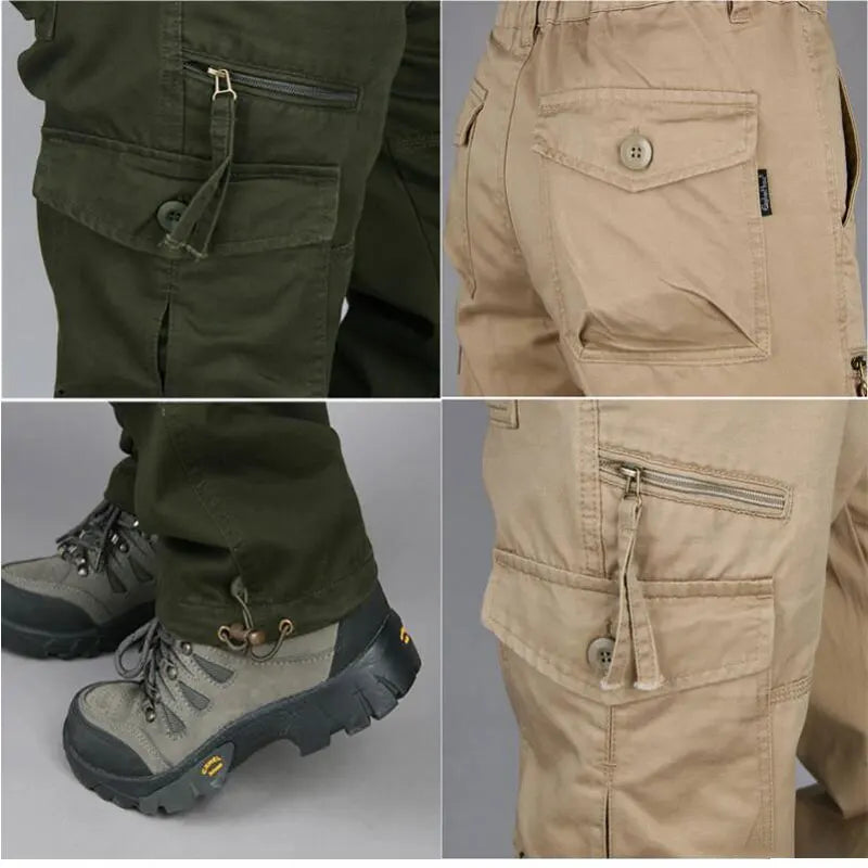 Spring Autumn Men Solid Cargo Pants Men Casual Multi Pockets Tactical Trousers Pants Men Cotton Joggers Camouflage Trousers Male